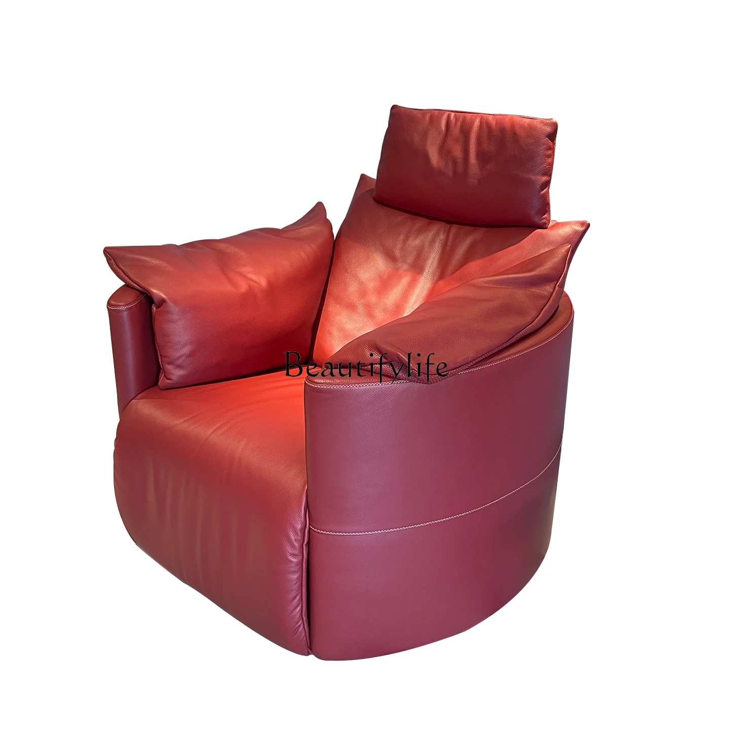 

Italian Minimalist Full Genuine Leather Functional Sofa Chair Rotating Rocking Chair Living Room Modern Simple