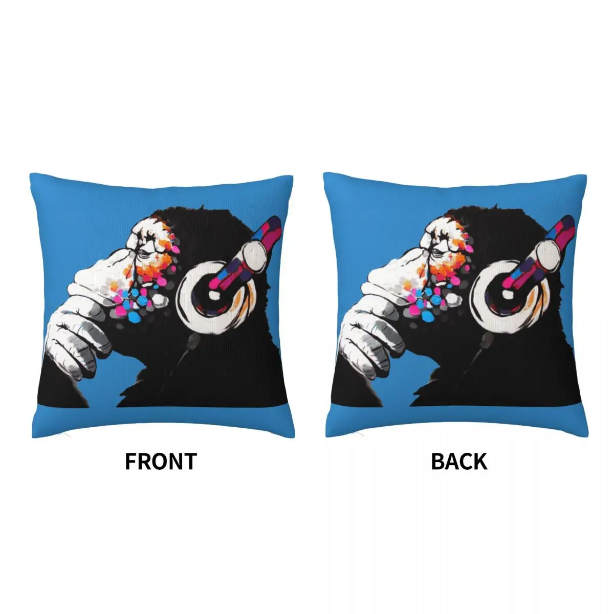 DJ With Headphones V3 Banksy Pillow Case funny Monkey Thinker look Kawaii Polyester Pillowcase Cushion Zipper Spring Cover