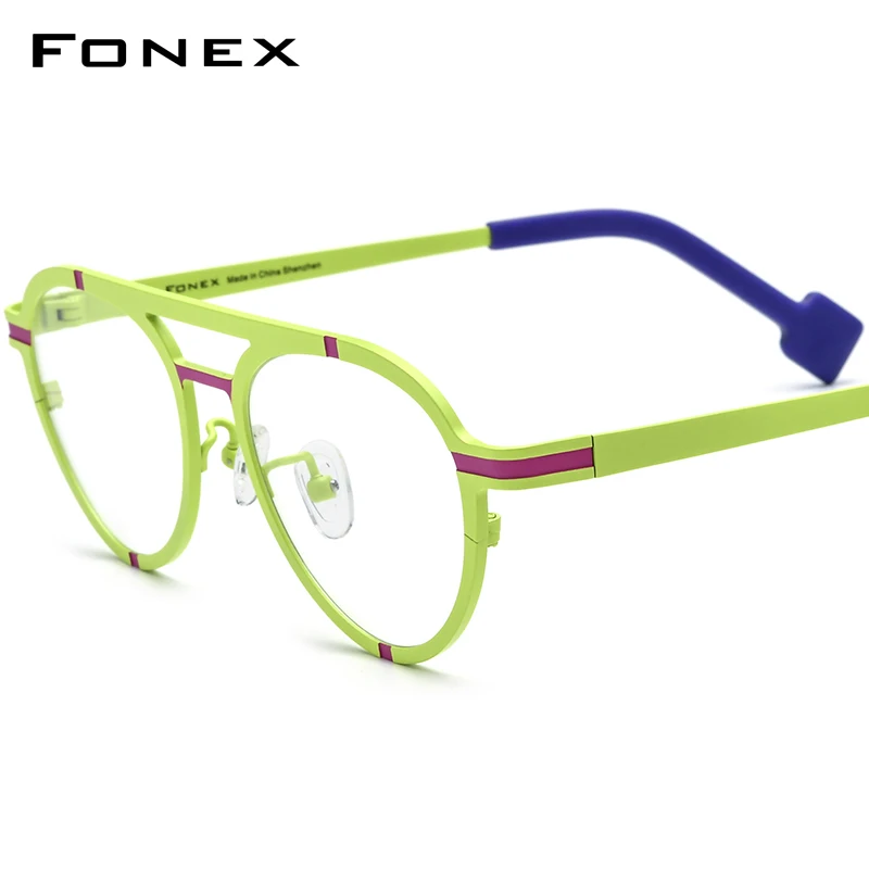 FONEX Pure Titanium Glasses Frame Women 2024 New Fashion Cat Eye Eyeglasses Men Retro Vintage Eyewear F85841