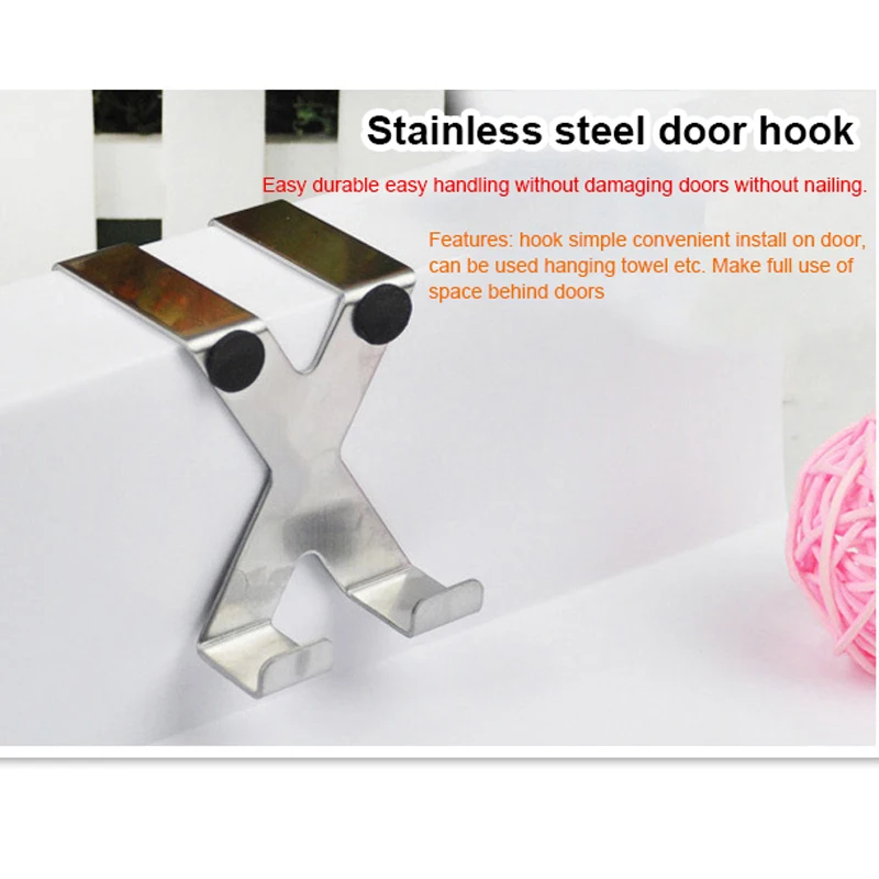 Hook behind the door creative seamless clothes hook simple hanger nail-free rack X-type stainless steel door back hook Door Hook