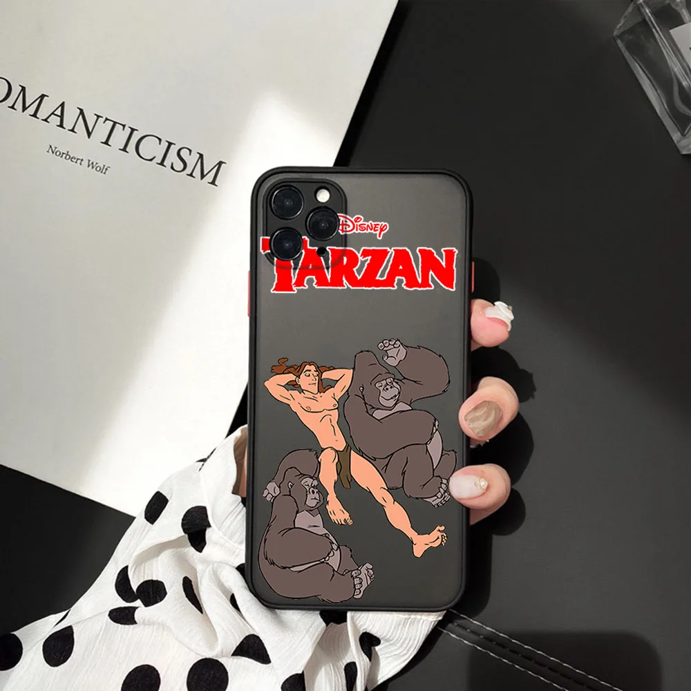 حافظة لهاتف آيفون 17 16 15 14 Plus 13 12 13 Mini 16Pro 17ProMax Air Disney Tarzan غطاء شفاف بنمط كرتوني