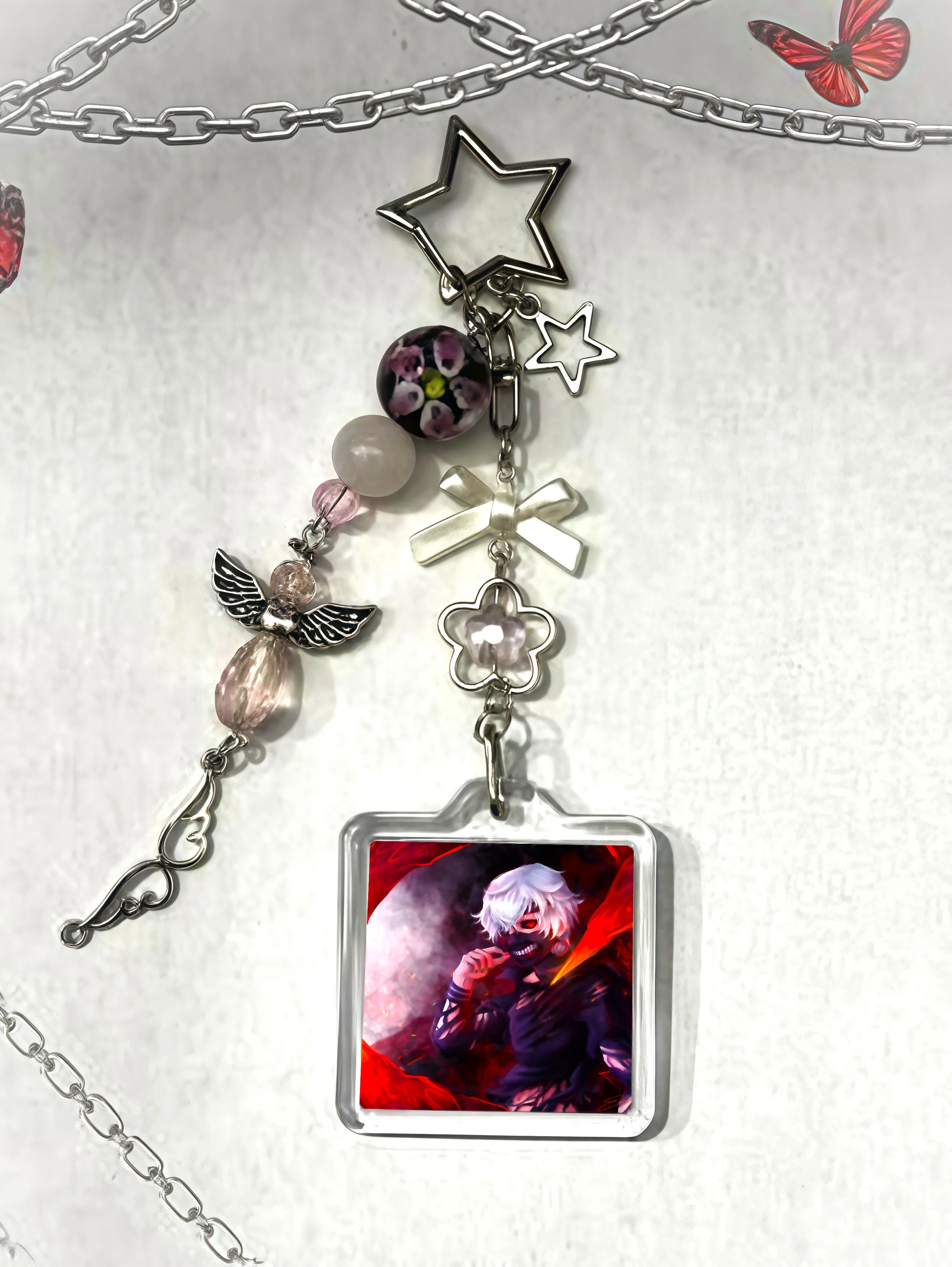Handmade Beaded Bag Charm Tokyo Ghoul Kaneki Ken