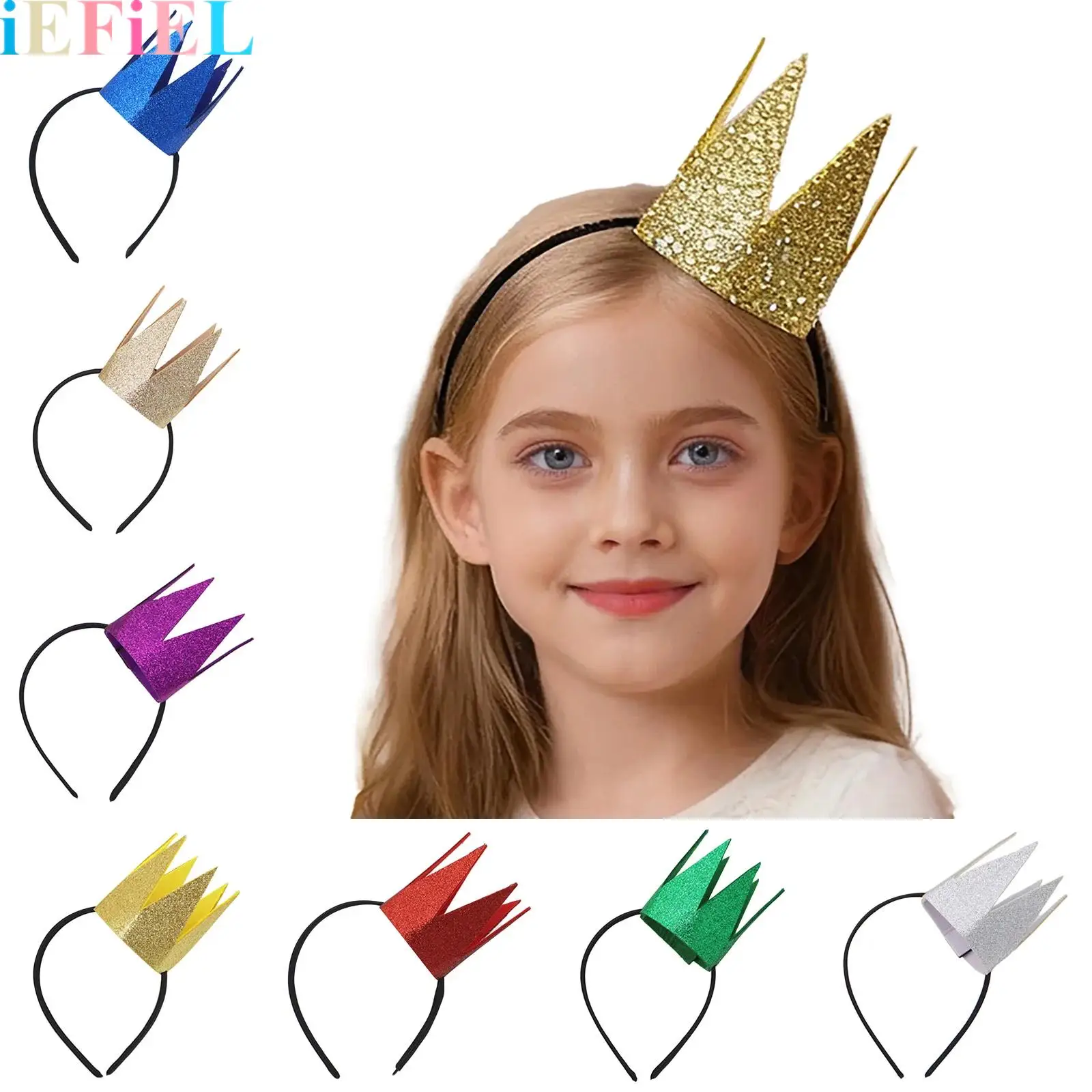 

Sparkling Crown Hair Hoop Shiny Sequins Crown Dress Up Headwear Birthday Parties Halloween Cosplay Props