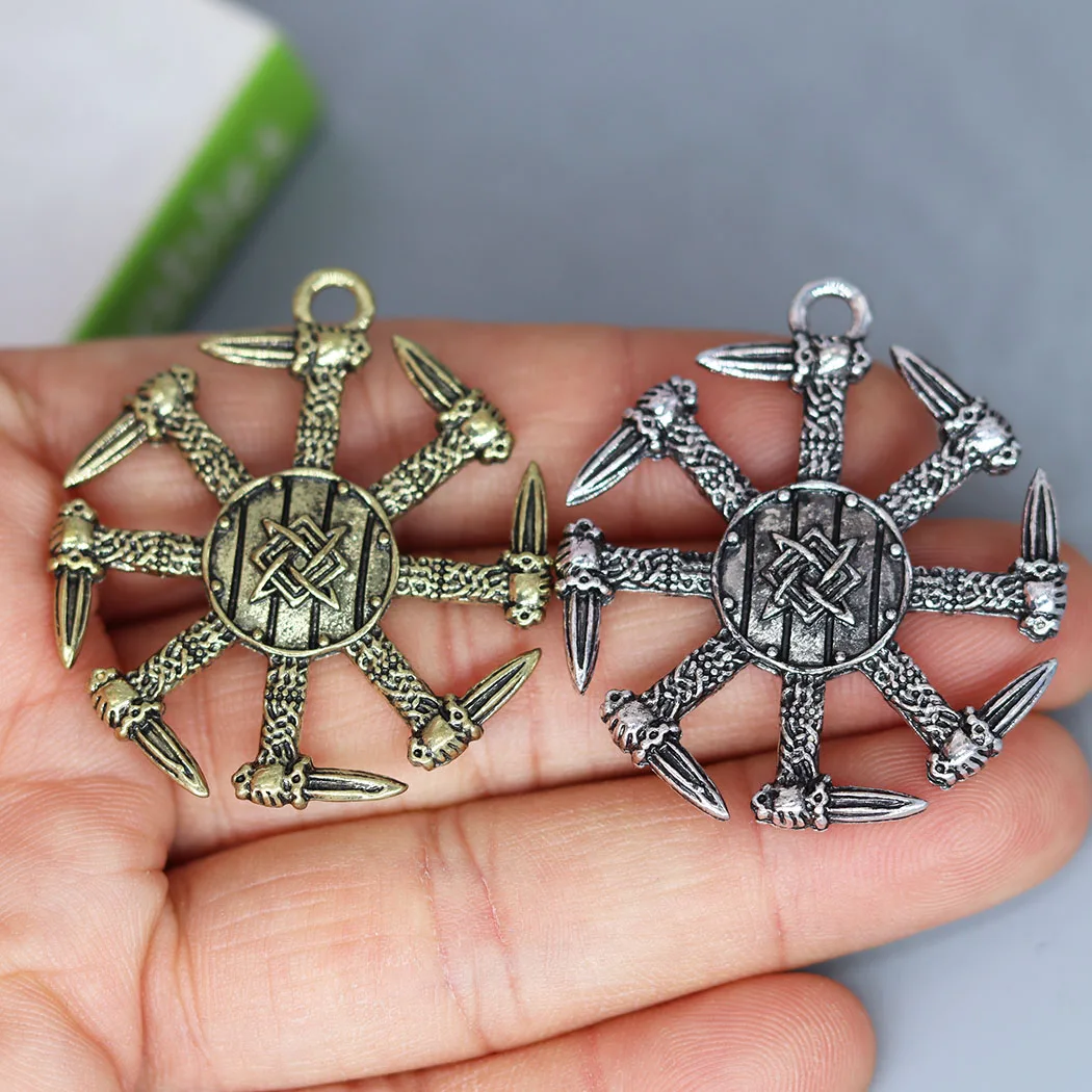3Pcs/lot Viking Stunning Kolovrat Swords Charm Pendant For DIY Necklace Earrings Handmade Jewelry Making
