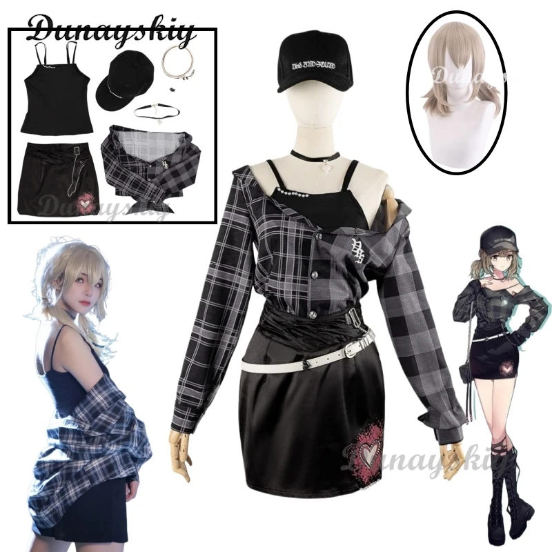 Project Sekai VBS Azusawa Kohane, комплект для косплея, униформа Café-Themed, пальто, парик, наряд для ролевых игр на Хэллоуин/аниме
