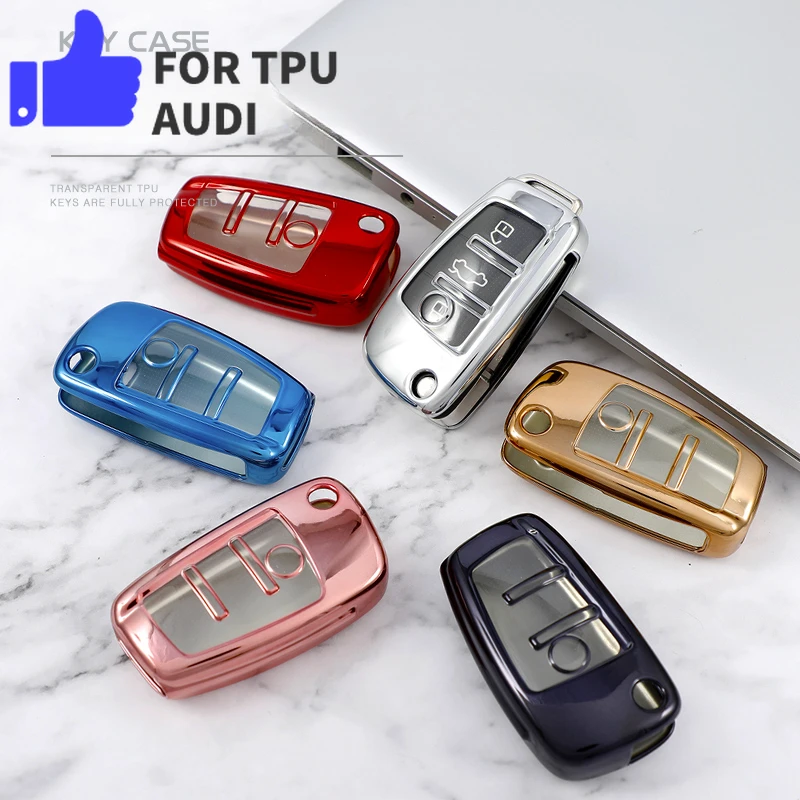Transparent TPU Car Remote Key Case Cover for Audi A1 A3 A4 A5 Q3 Q7 C5 C6 8L 8P B6 B7 B8 RS3 TT 8V S3 RS Sline R8 S6