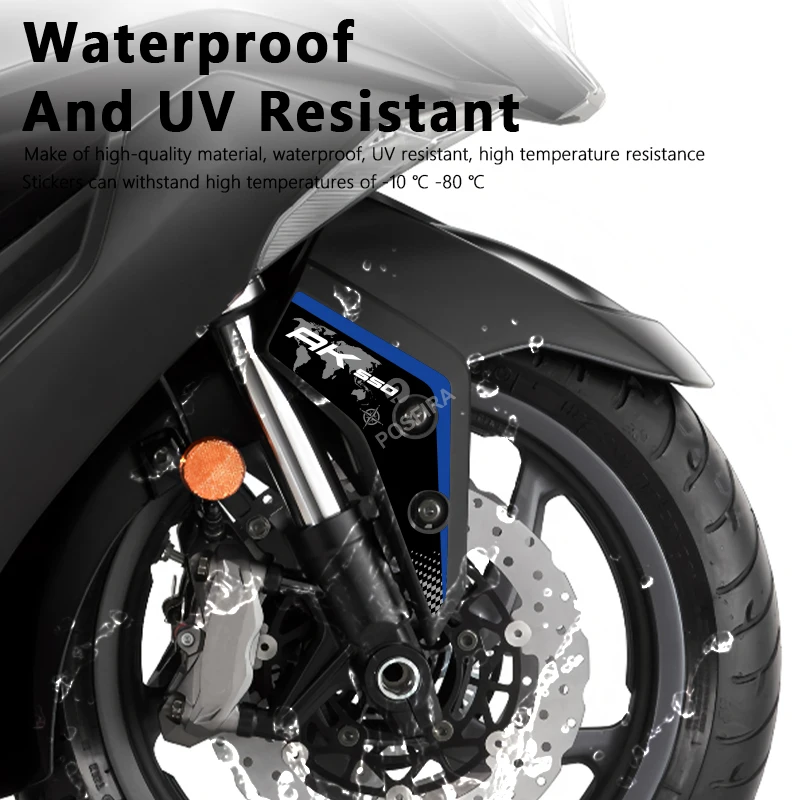 POSFIRA دراجة نارية الجبهة الحاجز ملصق شارات الفينيل ل Kymco AK 550 AK550 2017 2018 2019 2020 2021 2022 اكسسوارات الطين