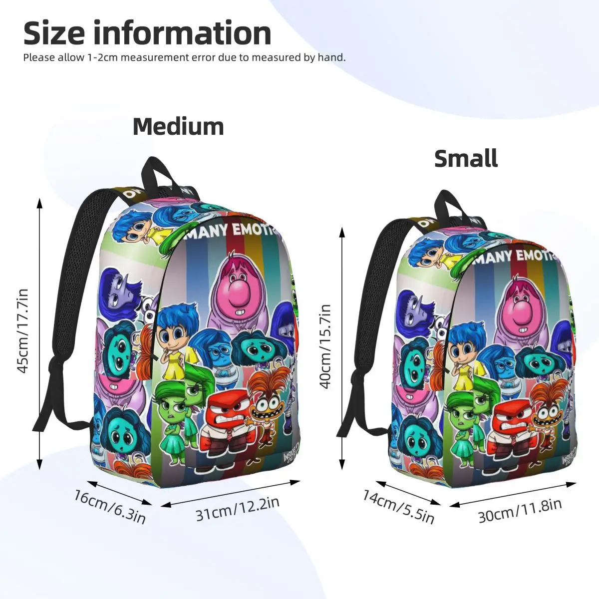 Sac à dos de dessin animé pour hommes et femmes, 2 émotions de dessin animé, cartable d'école pour étudiants, sac à dos Anime amusant, primaire, lycée, extérieur