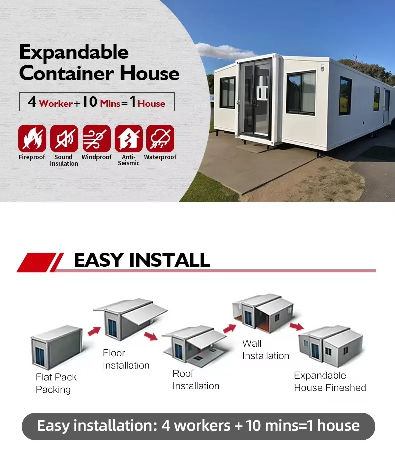 China Easy Assemble Movable Prefab Homes Luxury Office Foldable Container House Tiny House Flat Pack House For Living