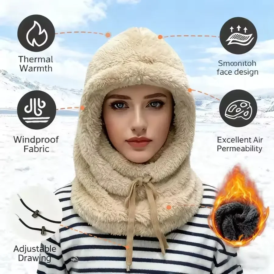 1-5PCS Women Winter Fleece Lined Face Mask and Neck Gaiter Windproof Warm Thick Ski Mask for Snowboard Outdoor Cold Weather