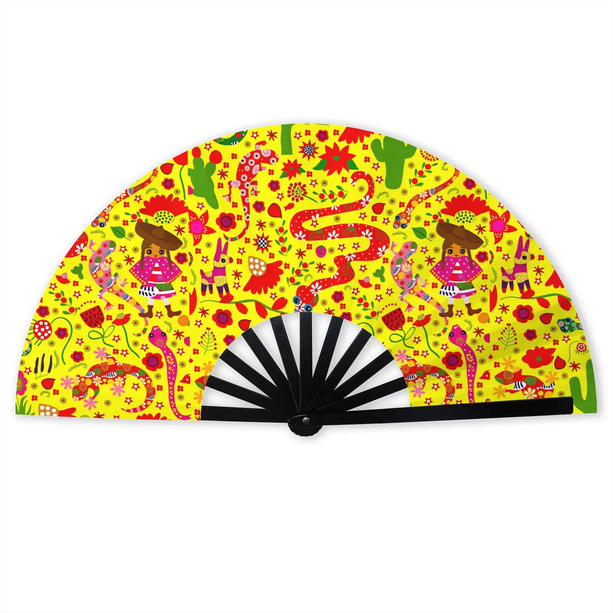 Mexican Desert Saguaro  Portable Pocket Fan Camping  Folding Fan Chinese Dance Cooling Handheld Fans