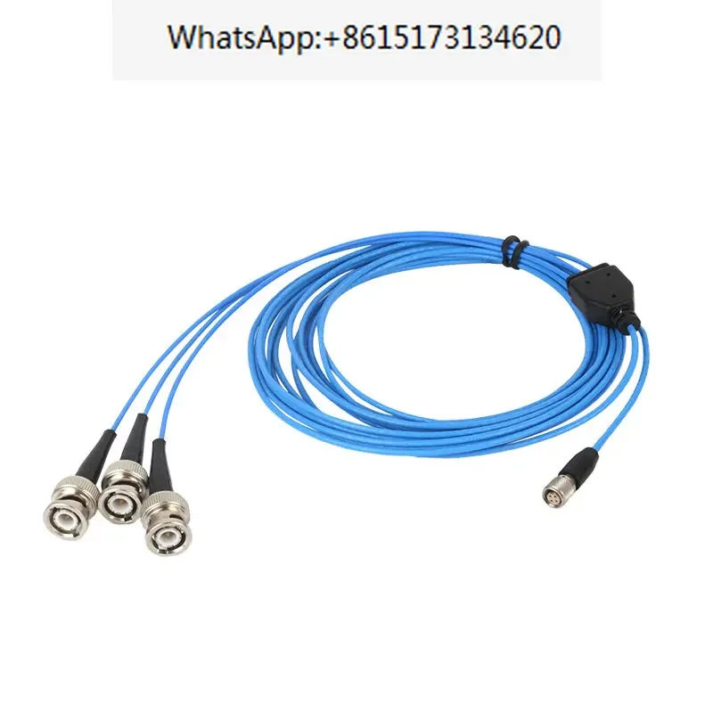 Special wiring harness for acceleration sensor, four core 1/4-28UNF to 3BNC PCB triaxial vibration meter 034G20