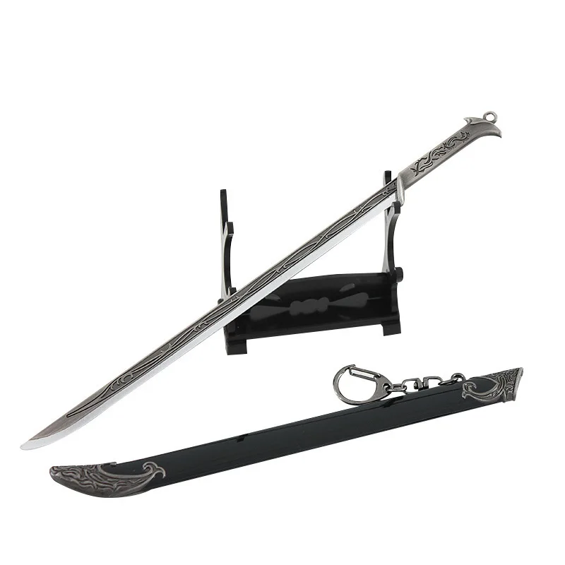 22cm/8.66in Elf King Thranduil Sword Keychains Film and Tv Peripherals Medieval Weapon Model Metal Samurai Sword Boys Toys Gifts