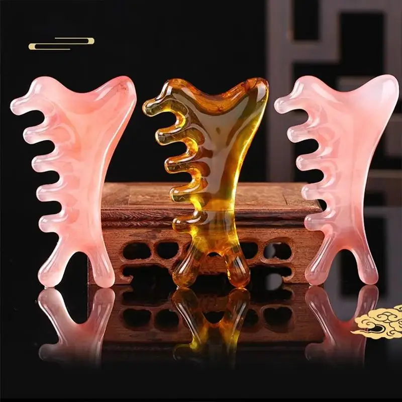 Feinzahn-Kratzkamm für Meridianmassage, Kleiner Delfin Gua Sha Massagekamm, Entspannender Harz-Körpermassagekamm, Kopfmassage-Werkzeug – Detail 12