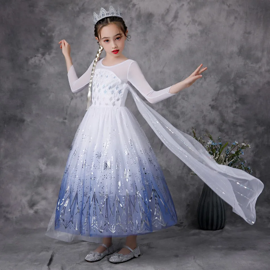 Prinzessin Pailletten Kleid für Mädchen Schnee königin Fotografie Cosplay Kostüm für Kinder Elsa Party Kleider Kind Pailletten Tüll Vestido