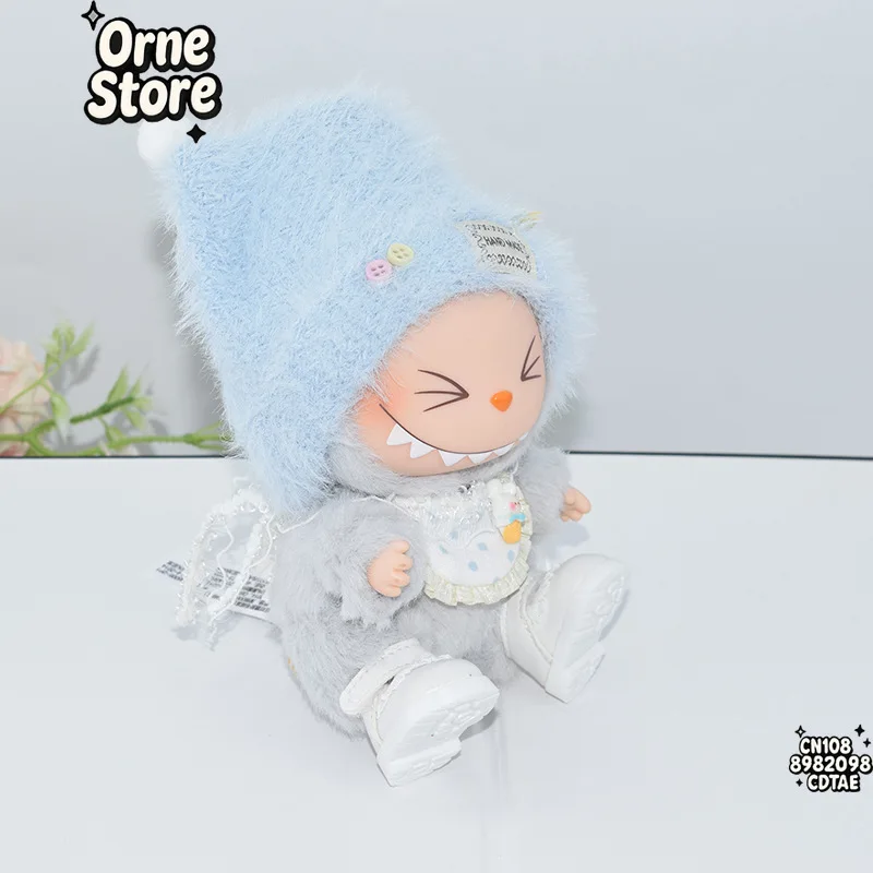 Conjunto de ropa y accesorios Labubu, elegante traje con gorro con pechera, adecuado para muñecas Labubu de 17cm, accesorios, ropa y regalos para niños