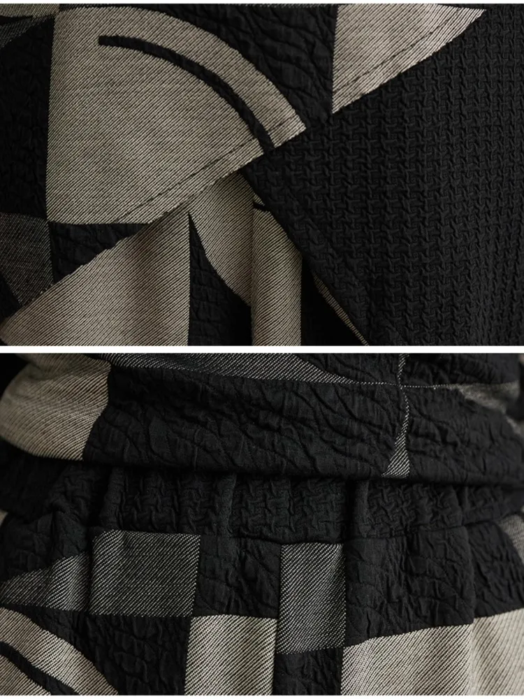 Oversize nadruk jesień 2 dwuczęściowy zestaw damski moda nieregularna patchworkowa nowa bluzki damskie luźna szeroka nogawka kobieta spodnie haremki