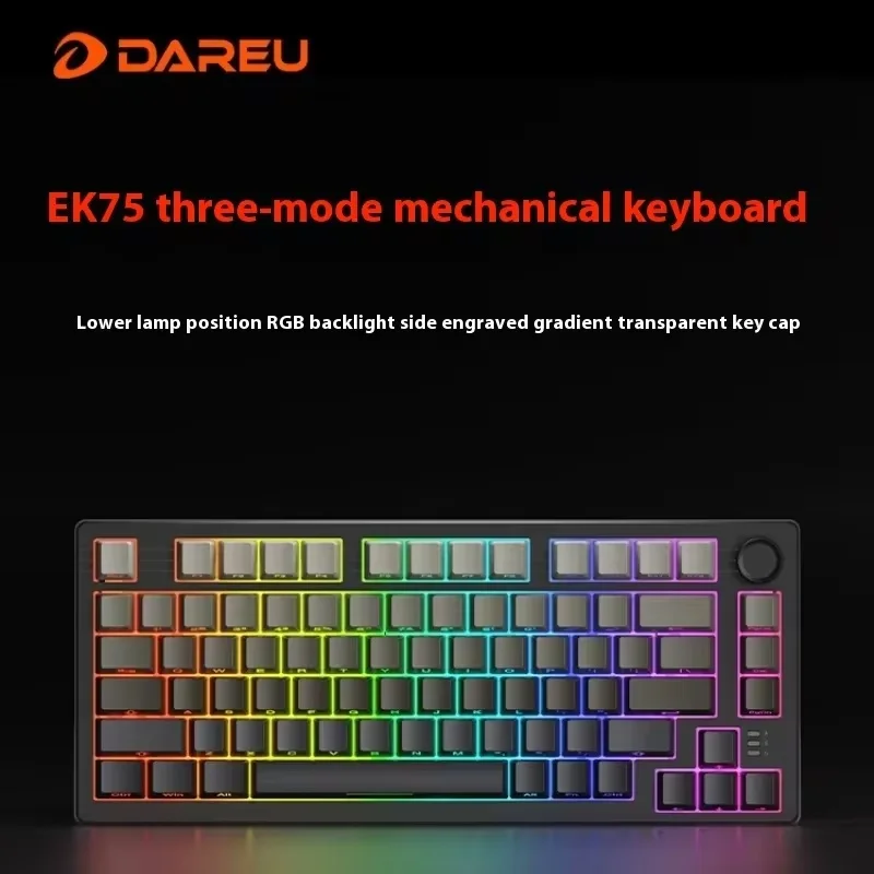 

Dareu Ek75 Custom Side-engraved Mechanical Keyboard Gasket Structure Full-key Hot Plug Three-mode Wireless Bluetooth Feel Good