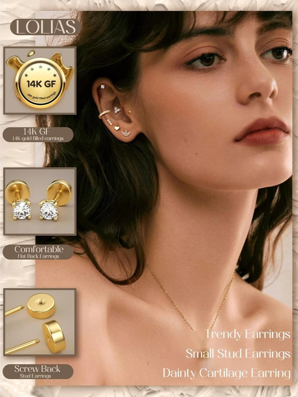 FASACCO Studs Earrings Set 14K - Tragus Flat Back 评论和价格