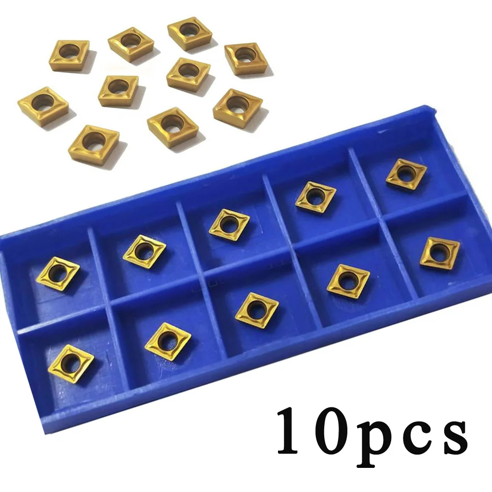 CCMT060204HM YBC251 Carbide Inserts for Lathe CNC For Turning Tool Pack of 10 Gold Color Easy to Use and Rustproof