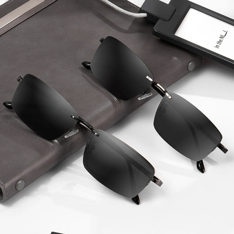 BCLEAR Fashion Optical Spectacle Frame With Clip On Sunglasses Polarized Magnetic Glasses Men Half Rim Prescription Eyeglasses