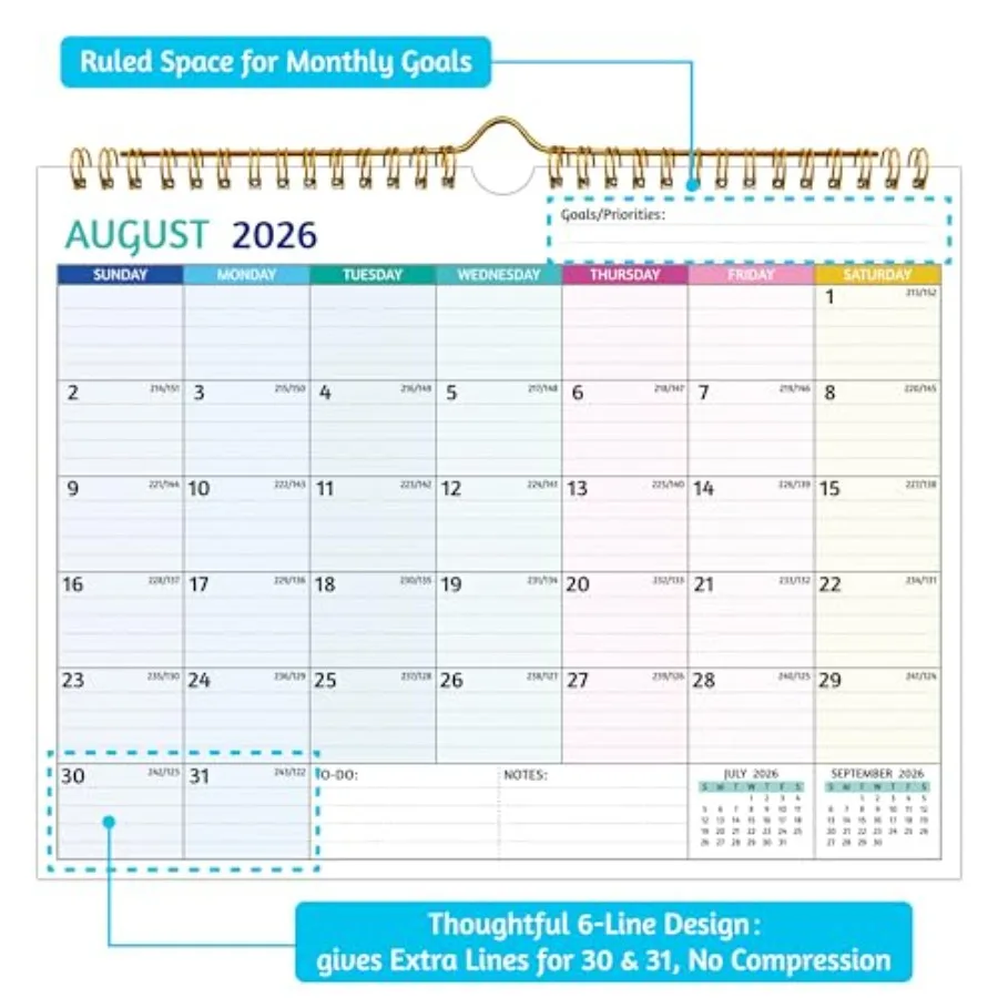 Calendario da parete 20262027 Calendario 2 anni 20262027 11 x 8,5 pollici gennaio 2026 dicembre 2027 2026 Calendario 24 mesi Piccolo calendario mensile 20