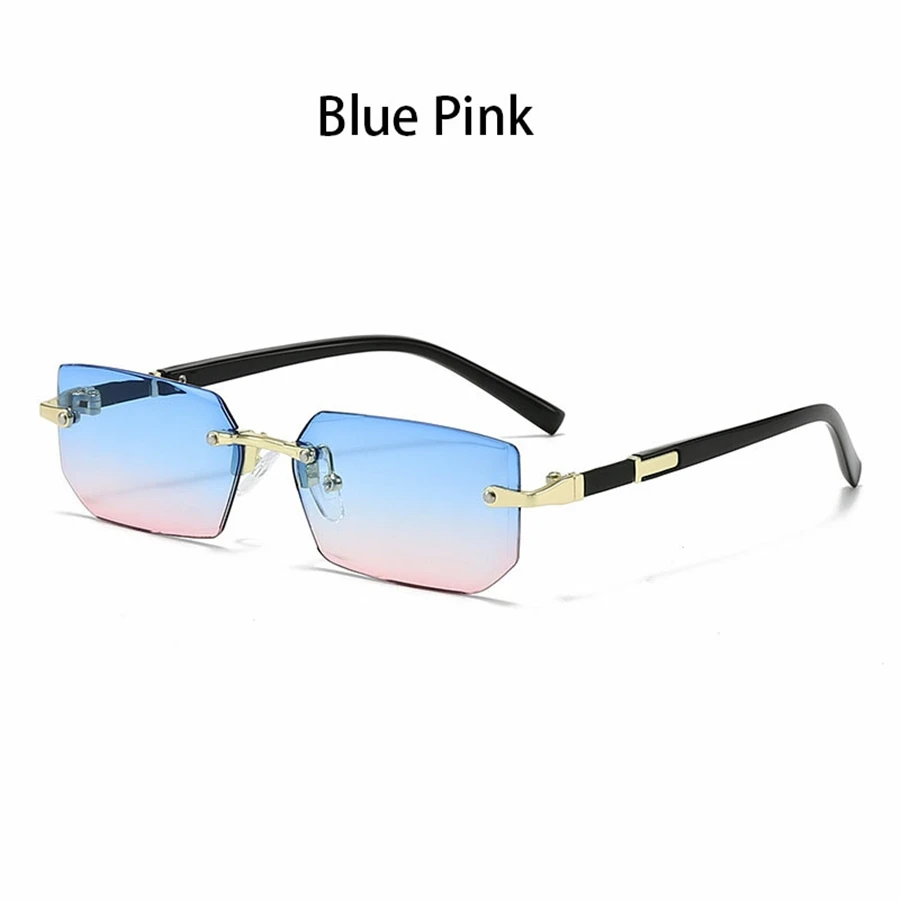 36 Stück randlose Sonnenbrillen für Männer und Frauen, rechteckige Verlaufsgläser, Metallrahmen, farbige Gläser, Unisex-Brillen, luxuriöse Mode – Detail 8