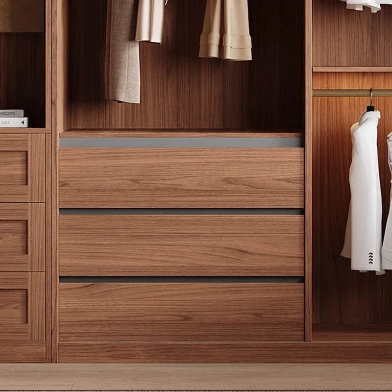 Rustic Heavy Duty Wardrobe Brown Wooden Long Modern Cabinet Wardrobe Drawer Wooden Cheap Armadio Guardaroba Home Furniture