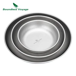 Boundless Voyage-Assiette en titane ultralégère, bol de camping, plat avec sac en filet, batterie de cuisine de camping en plein air, kit de gâchis, 167g, 3 pièces
