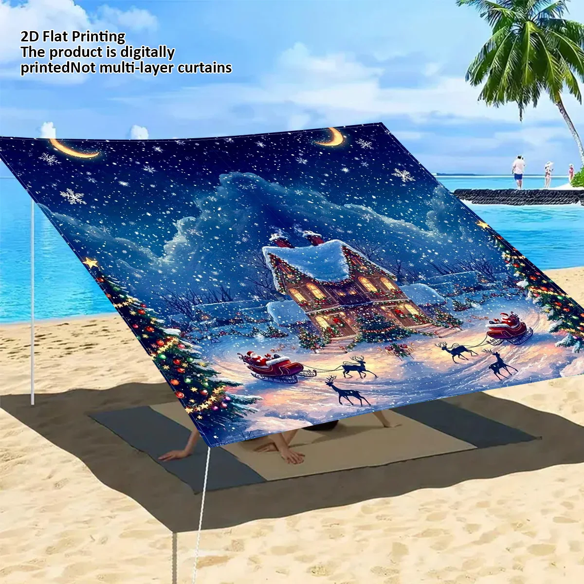 Auvent de protection solaire portable pour Noël en extérieur, plage, jardin, camping, pique-nique – Durable, cadeau pour la Fête de l'Indépendance