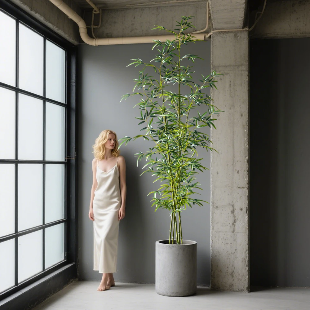 160-270 cm große künstliche Bambuspflanzen, künstliche Palme, Plastik-Bambusa-Blätter, tropischer Monstera-Baum für Haus, Garten, Laden, Dekoration – Detail 5
