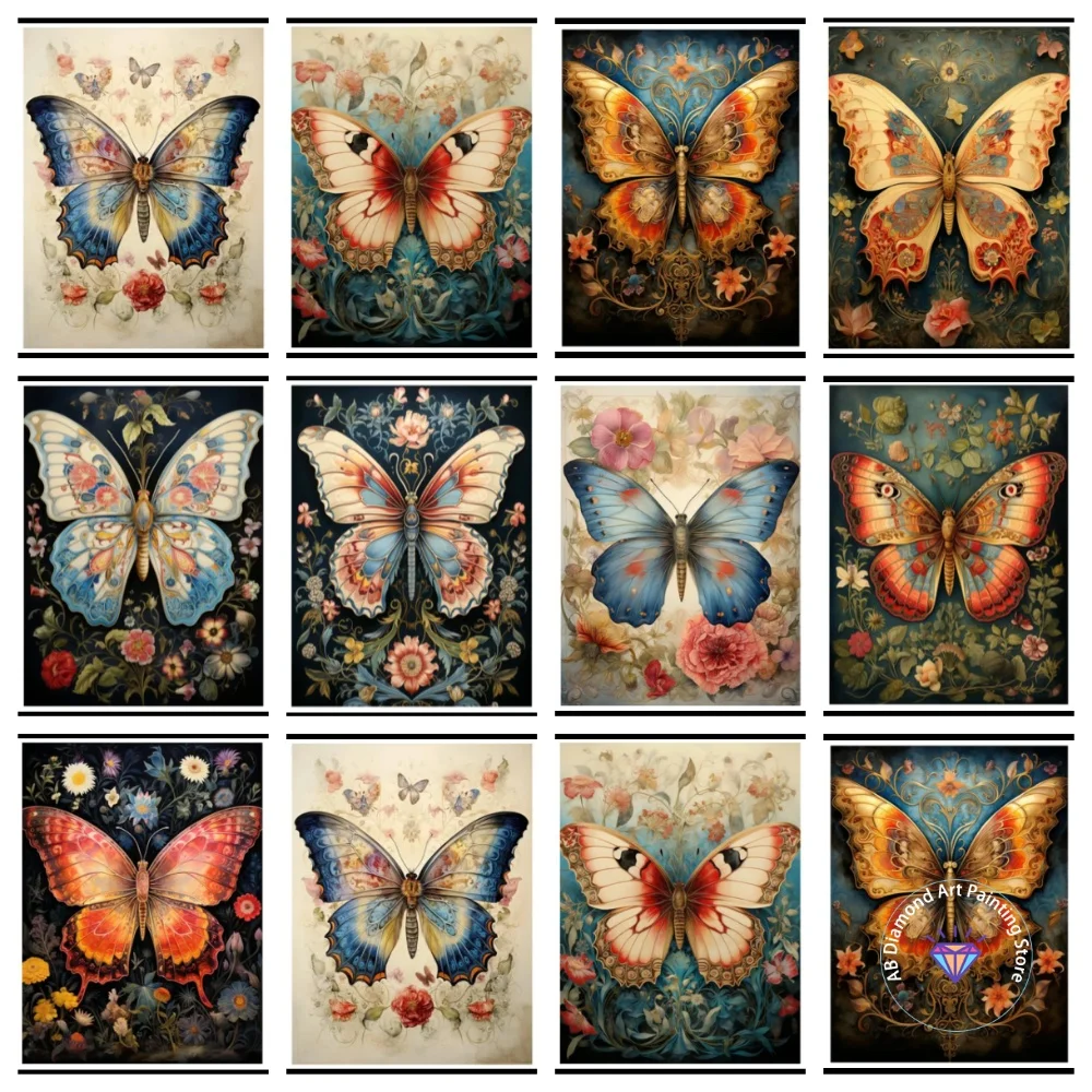 

Fresh Mandala Butterfly AB Diamond Painting Kit Square Round Diamond 5D DIY Abstract Flower Mosaic Handmade Art Gift Home Decor