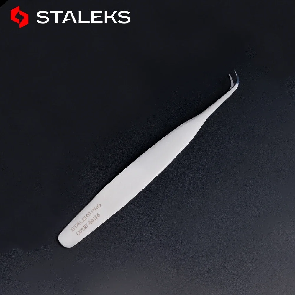 STALEKS PRO TE-40-6 Tweezers Grafting Eyelashes Blooming Anti Static High Precise Hyper Fine Medical Grade AISI 420 Steel