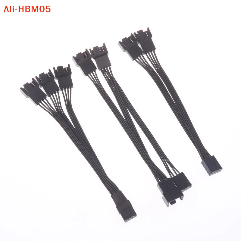 (HB05)4Pin PWM Fan Cable 1 To 2/3 Ways Splitter Black Sleeved Extension Cable Connector Pwm Extension Cables