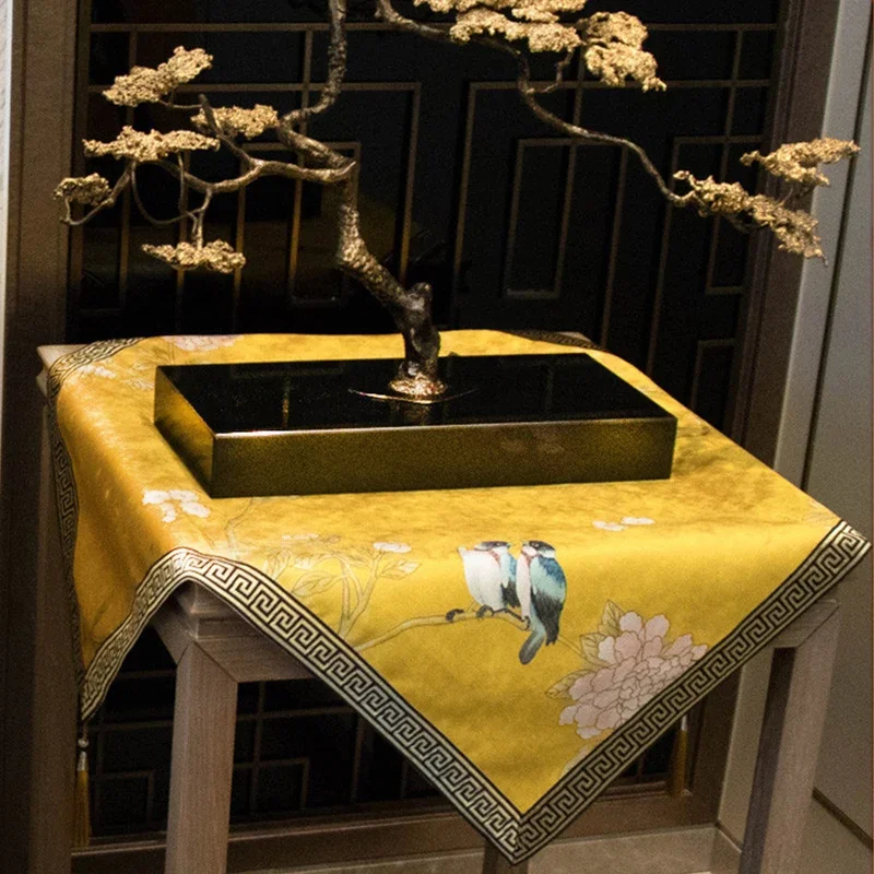 

Chinese flower and bird tableclothr Guochao Eight Fairies table offering tablecloth luxury fabric dresser cover cloth