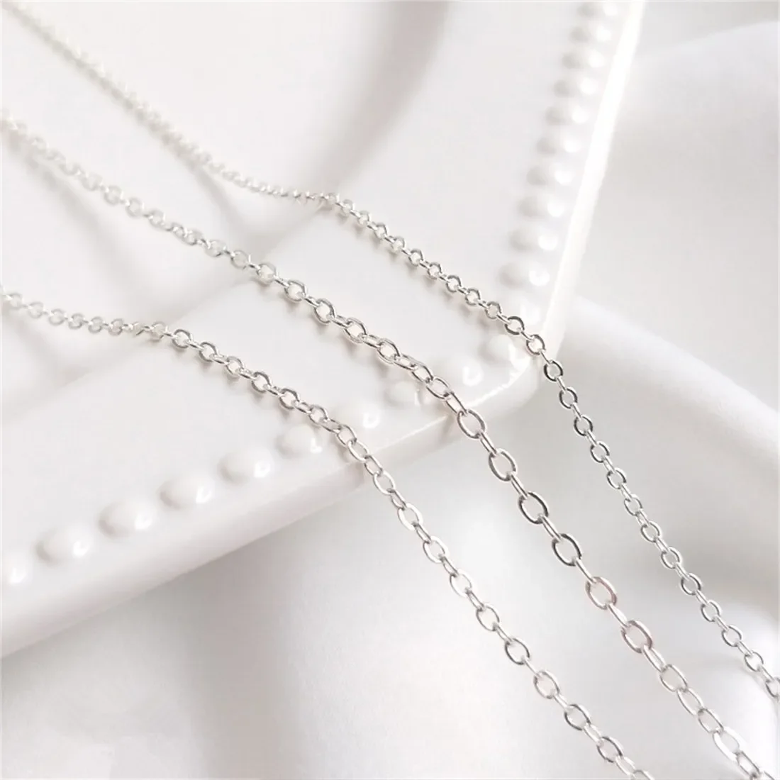 Korean Copper Chain Plated with S925 Pure Silver O-shaped Cross Chain Loose Chain Handcrafted DIY Necklace Jewelry Accessories