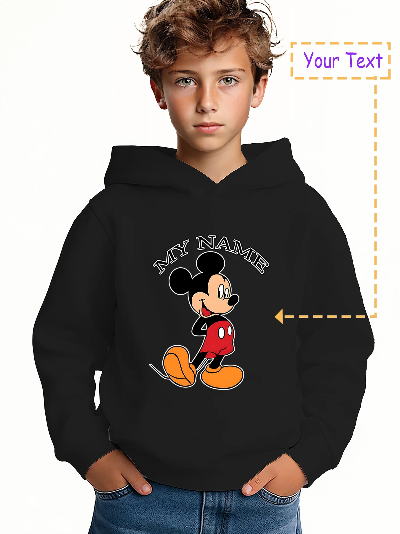 

MINISO Classic Mickey Mouse Hoodie for Boys - Featuring the classic Disney Mickey Mouse image, this hoodie is simple and adorabl