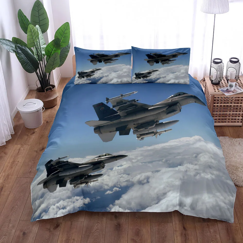 Jet airfighter Cg Duvet Cover Set King Queen Double Full Twin Single Size Bed Linen Set