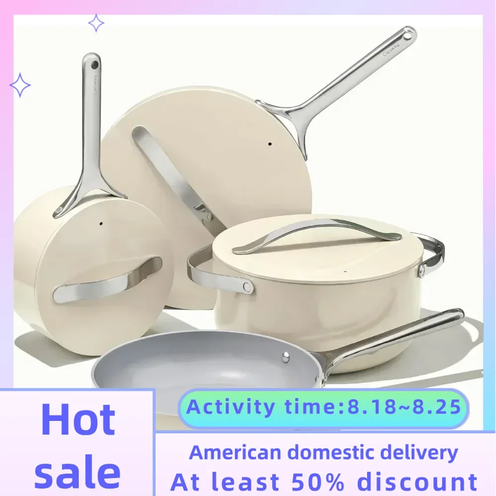 

Cookware Set (12 Pieces), 3 Lids, and Non-toxic Oven Safety in Kitchen Storage Room, Compatible with All Stoves. Cookware Set