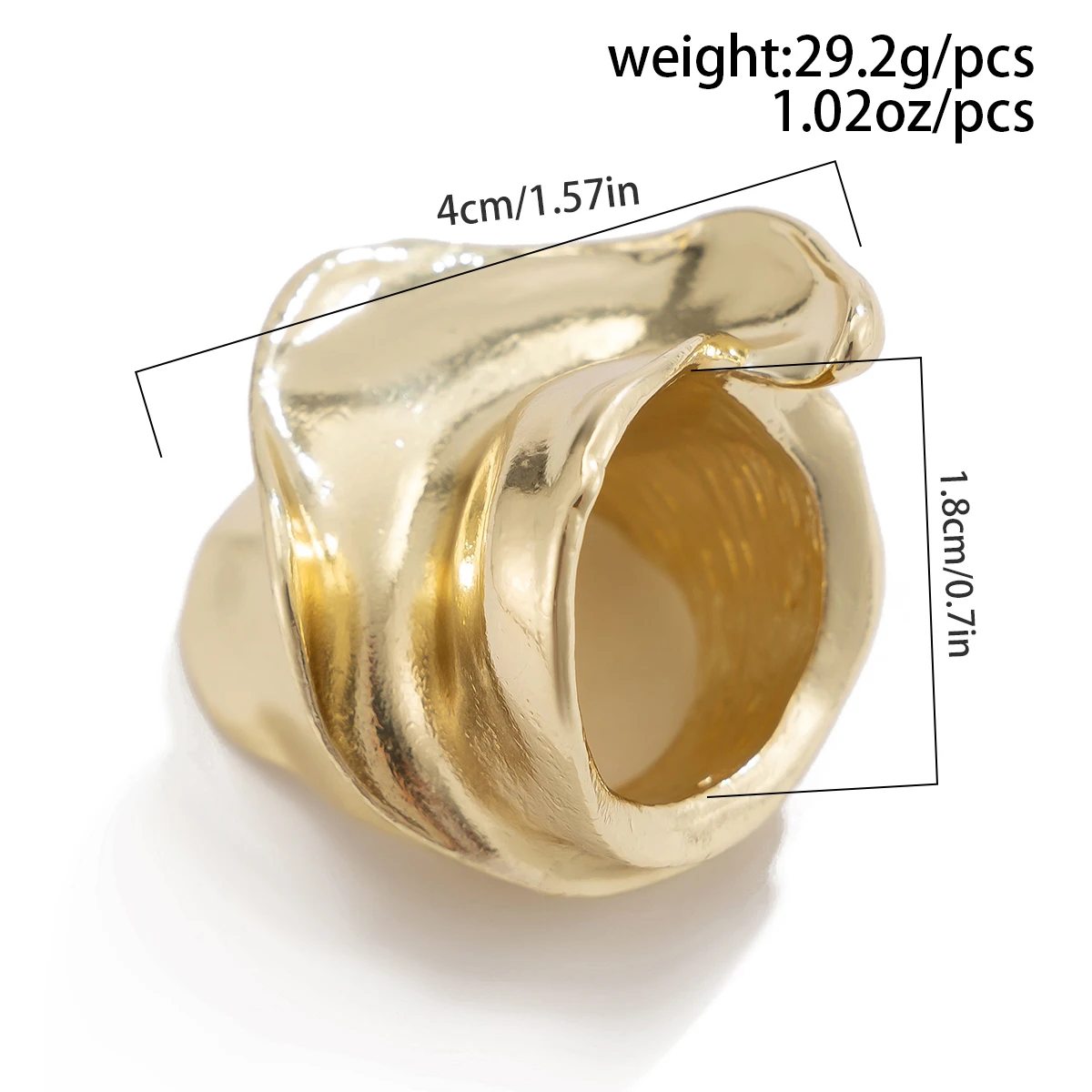 Salircon Large Irregular Metal Twisted Ring for Women Personality Cool Punk Gold Color Finger Ring Trend Friend Jewelry Gift