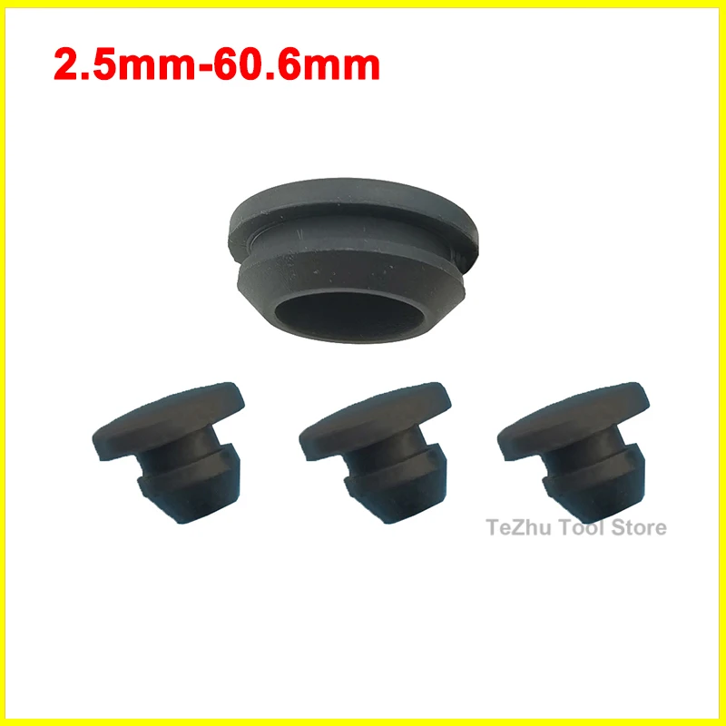 2.5mm-60.6mm Black Solid Silicone Rubber Caps T Type Plug Cover Snap-on Gasket High Temperature Resistance Short Seal Stopper