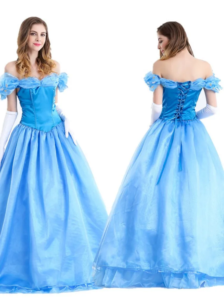 2023 Blue Dress Stage Performance Costume Halloween Cosplay Costume Role-playing Costume Cute and  Lovely  Princess Long Dress