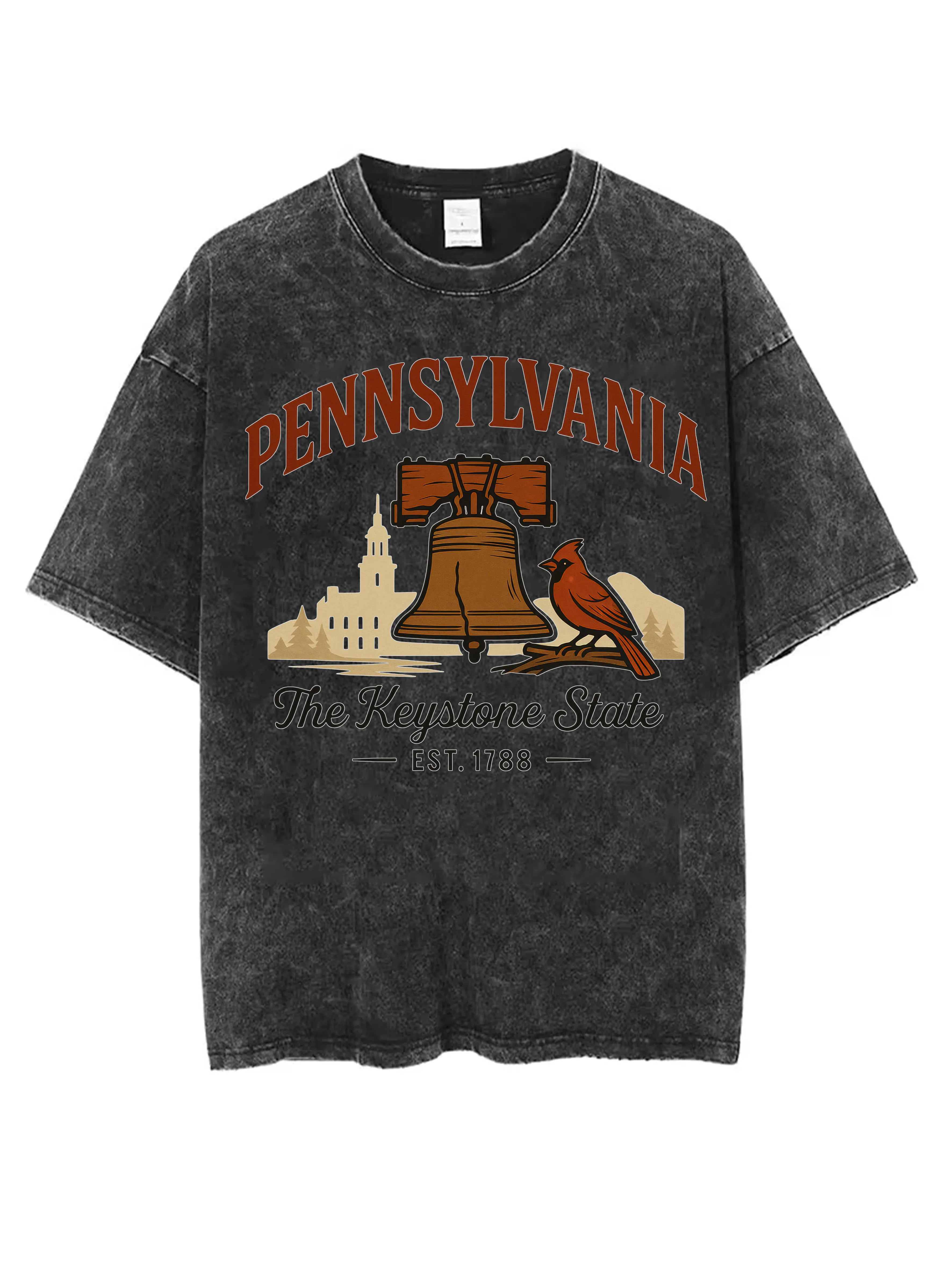 

PENNSYLVANIA Man Men’s Women’s Washed Black T-Shirt Loose Fit Comfortable for Winter Christmas