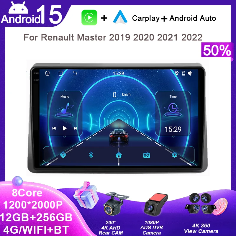 Para Renault Master 2019 2020 2021 2022 Reprodutor de Vídeo Android Auto Rádio de Carro GPS Navegação Multimídia Estéreo Carplay Sem DVD 2din