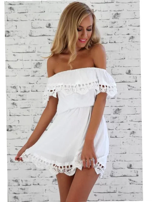 

Женское кружевное однотонное платье с открытыми плечами Dr Street Sle Midi Summer Dr ort Sve, облегающее платье из полиэстера со средней талией Dr