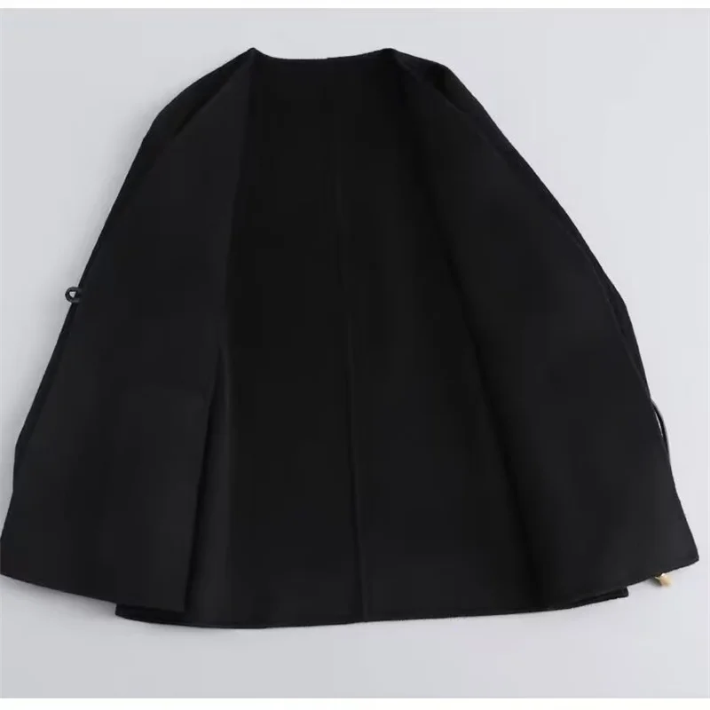 

Korean Women Solid Color Short Coat Spring Autumn Lady Leisure V-neck Double Sided Jacket Female Long Sleeves Tops Outwear