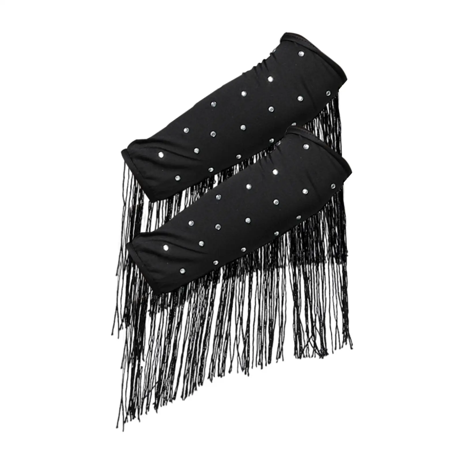 Latin Dance Arm Sleeves Portable Shiny Tassel Cuffs Sparkly Accessories for Women Girls Practice Competition