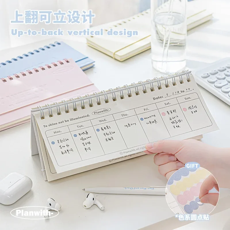 Weekly Agenda Planner Book Kawaii Notepad Double Sided Inner Core Meet Annual Plan Notebook Memorandum Easy Carry