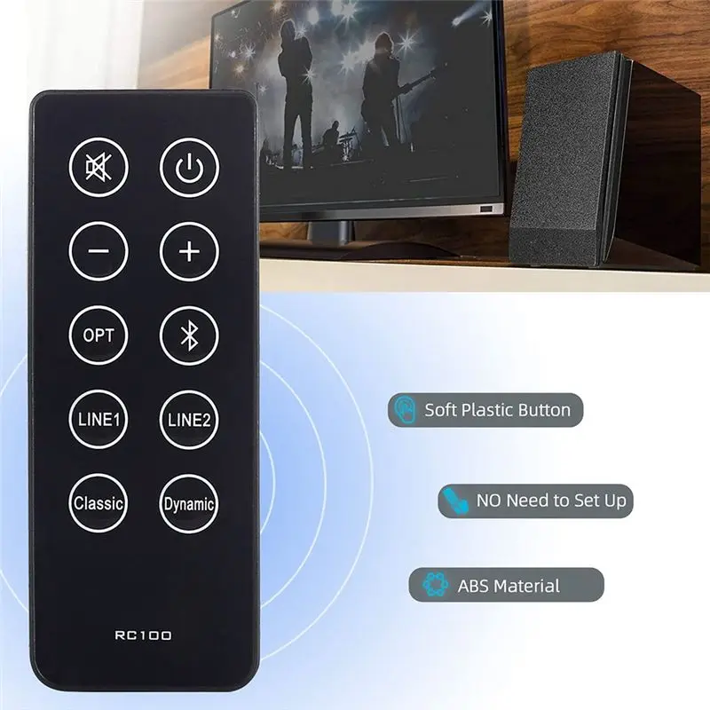 ABUO Replacement Remote Control RC10D RC100 for Edifier R2000DB Soundbar Bluetooth Bookshelf Speakers, Black 1 PCS