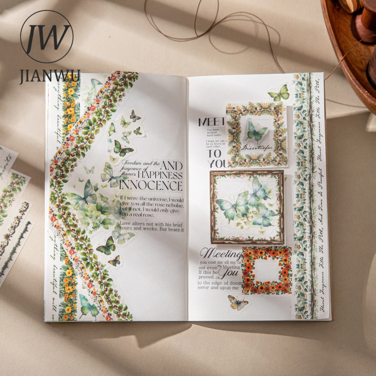 JIANWU Retro Boundaries Series Vintage Gothic Lace Flower Landscape Material Collage PET Sticker Creative DIY Journal Stationery - view 5